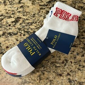 Polo Ralph Lauren White Ankle Socks Men shoe size 6 - 12.5